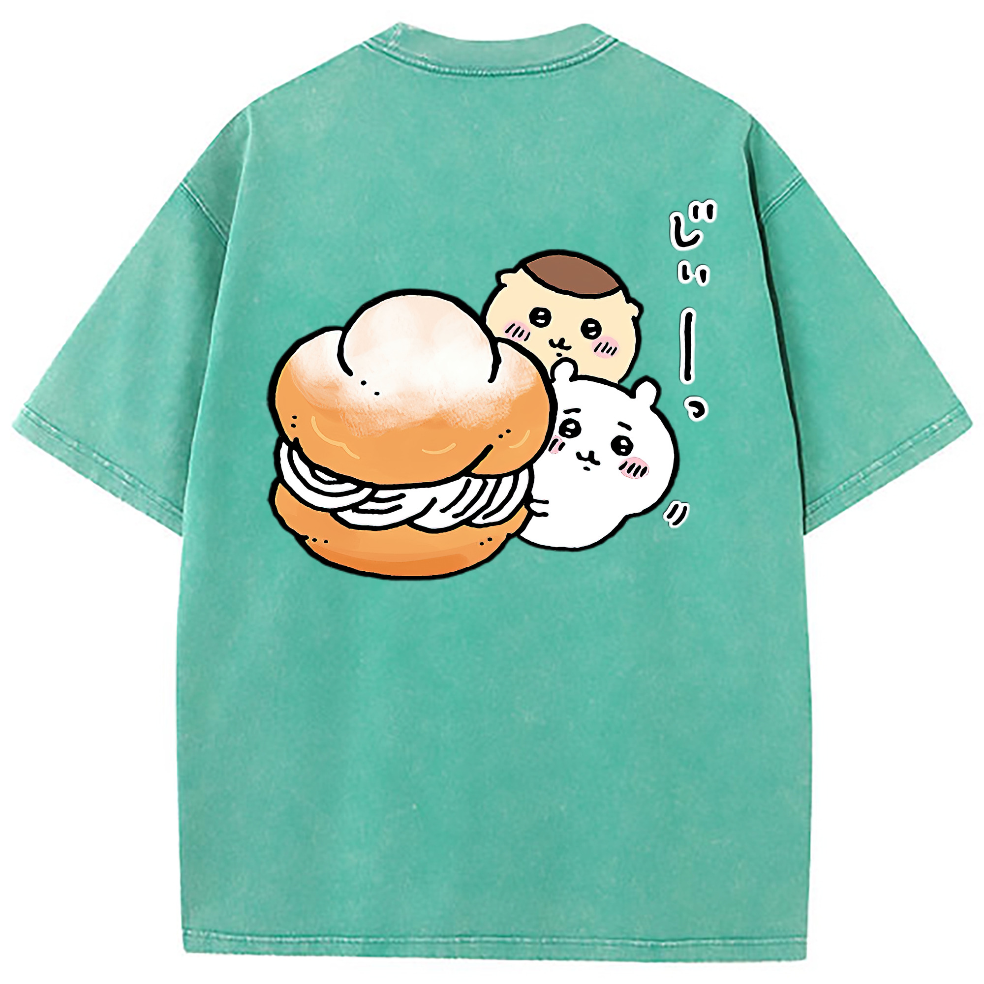 （画像用） ちいかわ くりまんじゅう Chii-kawa kuri manjū 綿100% ヴィンテージ風 半袖Tシャツ（背面プリント）